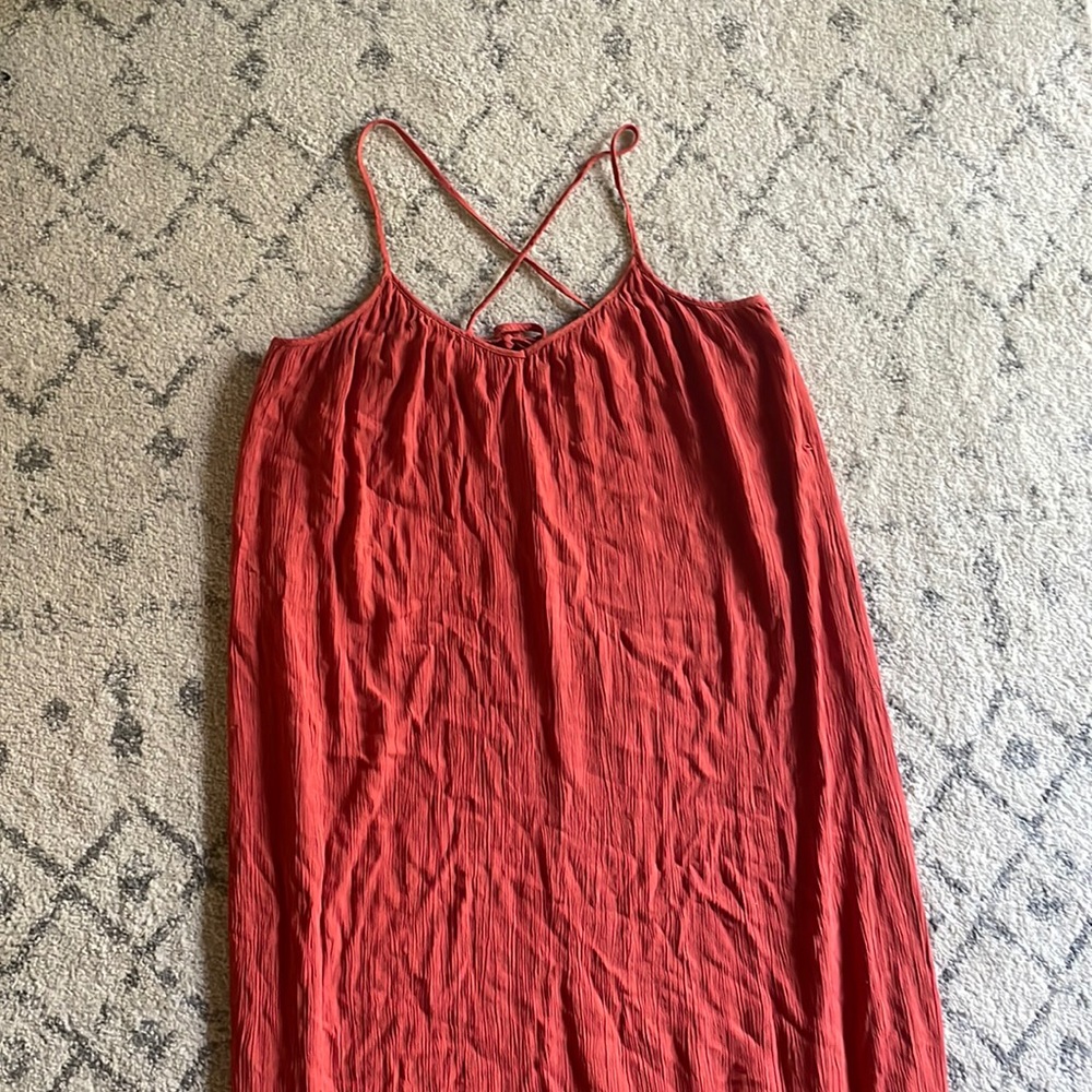 Loft Maxi Dress Burnt Rust Orange Spaghetti Straps Large